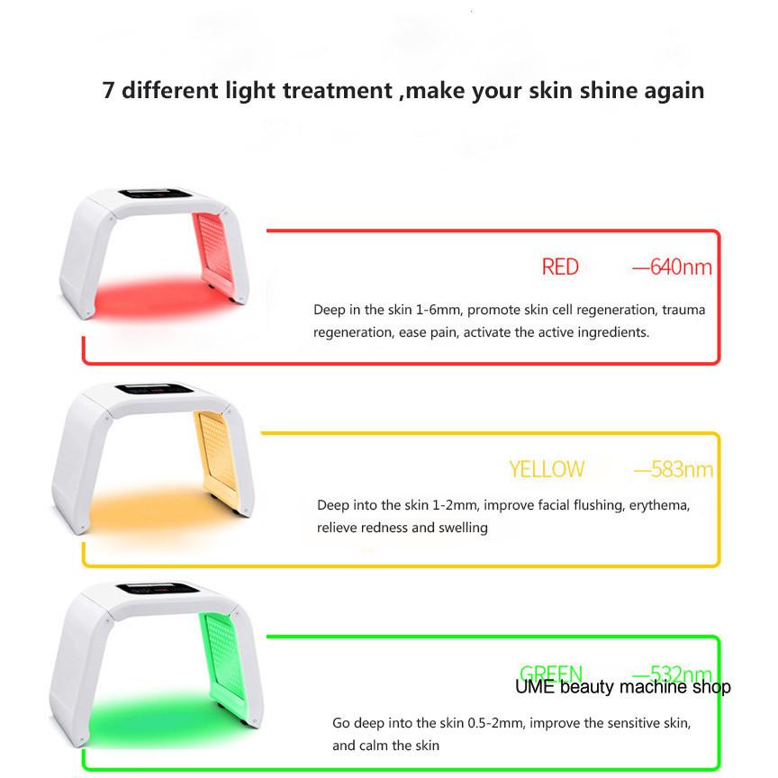 PDT 7-цветная светодиодная фототерапия для лица PDT светодиодная терапия светом Отбеливание и омоложение Косметологический аппарат Фотонное омоложение кожи и удаление акне