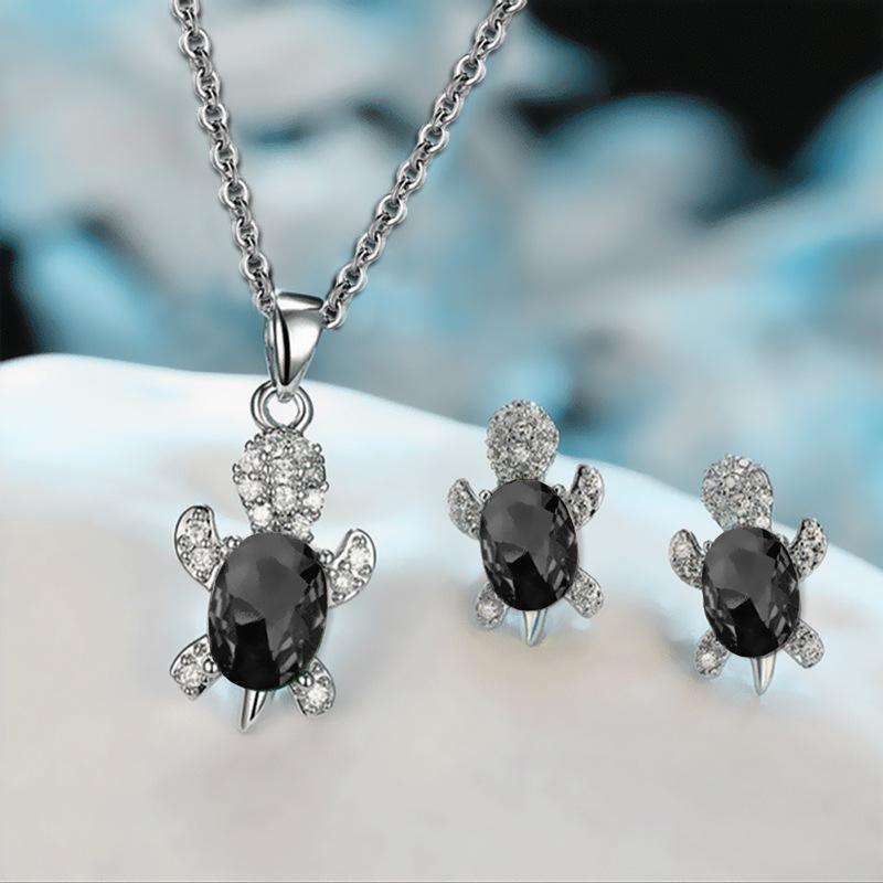 Tortoise Pendant Necklace Earring Set Niche Design Sense Female Jewelry