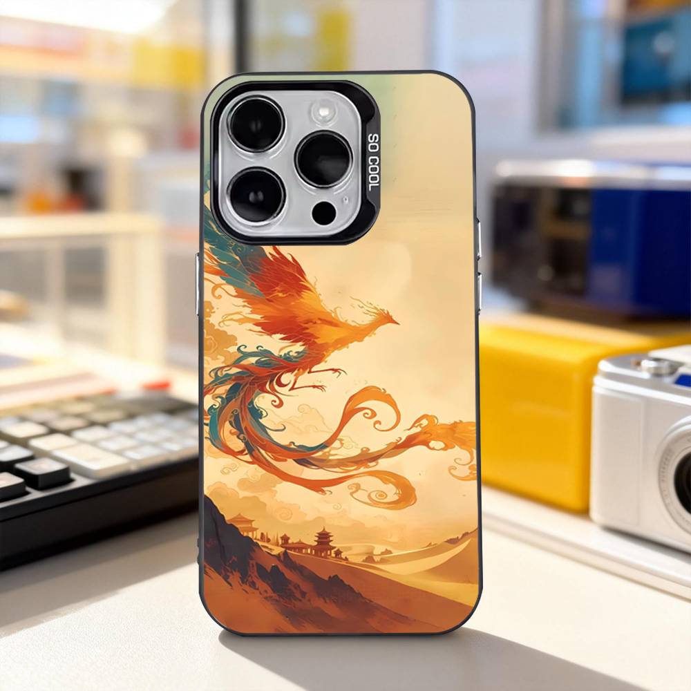 Myth Art Cool Phoenix For iPhone 17,16,15,14,13,12,11,Pro,Max,Plus,E,Air,Mini Anti Fall Black Matte Hard Bumper Phone Case