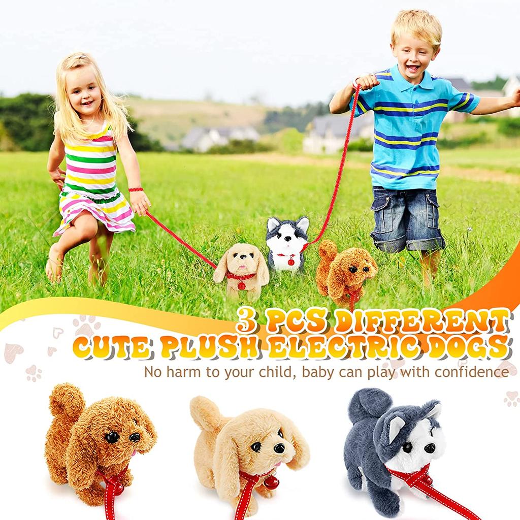 18CM Electric Simulation Puppy Plush Toys Interactive Dog Robot Walking Barking Tail Wagging Toy for Kids Birthday Xmas Gift