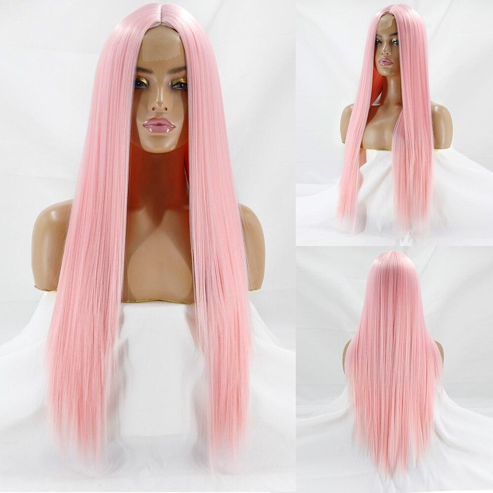 MERISIHAIR Средняя часть Ombre Оранжевый длинный прямой синтетический парик Черный Блондин Розовый 30-дюймовый термостойкий натуральный парик для косплея