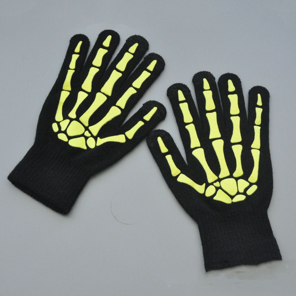 Thicken Luminous Skeleton Claw Gloves Full Finger Halloween Bone Claw Gloves  Cycling