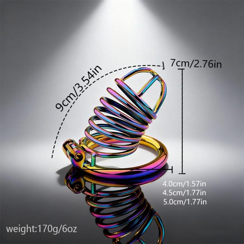 Colorful Metal Chastity Cage Male Small Cock Cage Device Erotic Urethral Lock Penis Ring Adult Sex Toy for Men Gay Bondage Belt