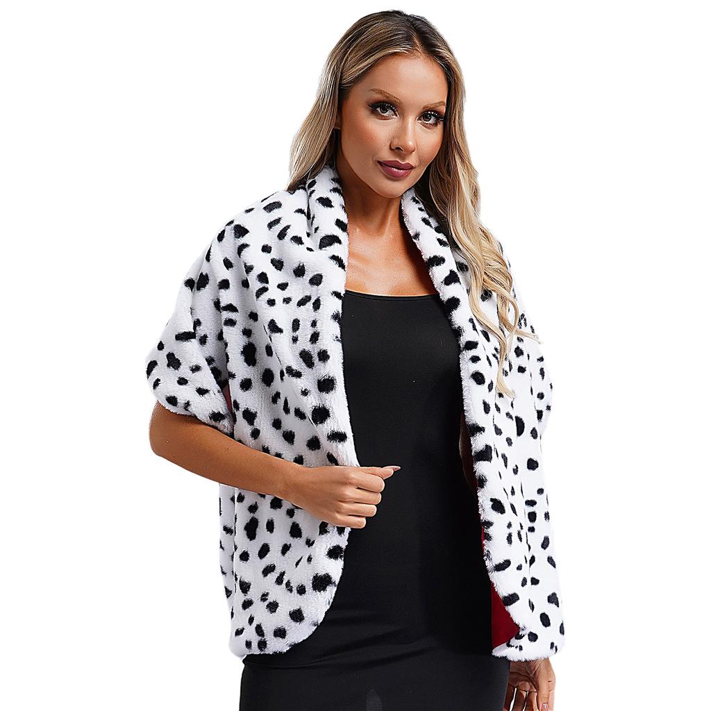 Женская накидка из искусственного меха с пятнистым дизайном, шаль, шарф, костюм для косплея, Хэллоуина, маскарадной вечеринки, выступления