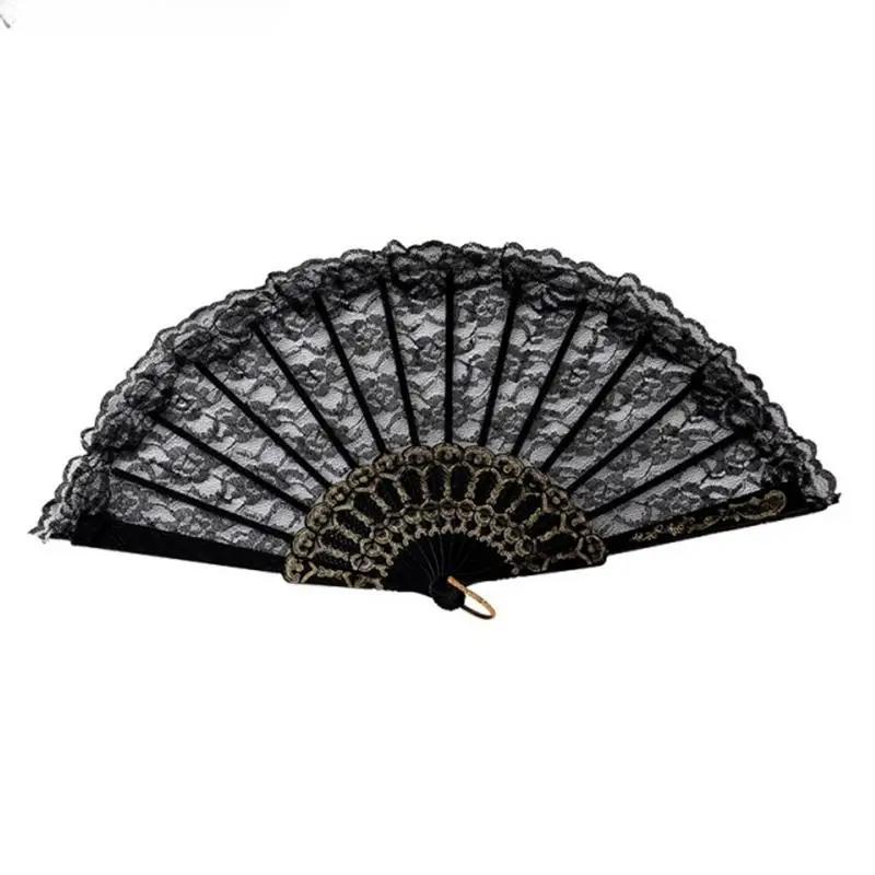 Decorative Fan Chic Female Handheld FanVintage Style Lace Folding Fan Chinese Japanese Pattern Art Craft Gift Decor