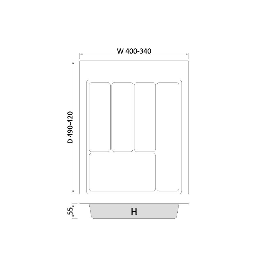 MAX cutlery insert | Model 45 (400x490 mm) | White