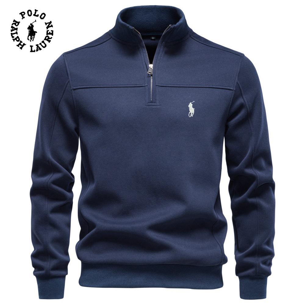 Polo Ralph Lauren 2026 Autumn and Winter New Unisex Plus Size Hoodie Stand Collar Half Zipper Business Casual Pullover Hoodie Top for Unisex