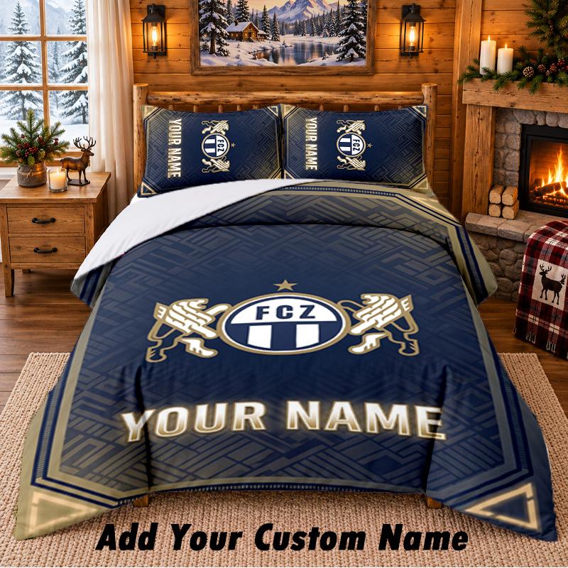 FC Zürich Pattern Bedding 3Pcs Set Custom Name, Bed Sheet And Pillowcases For Home Bedroom