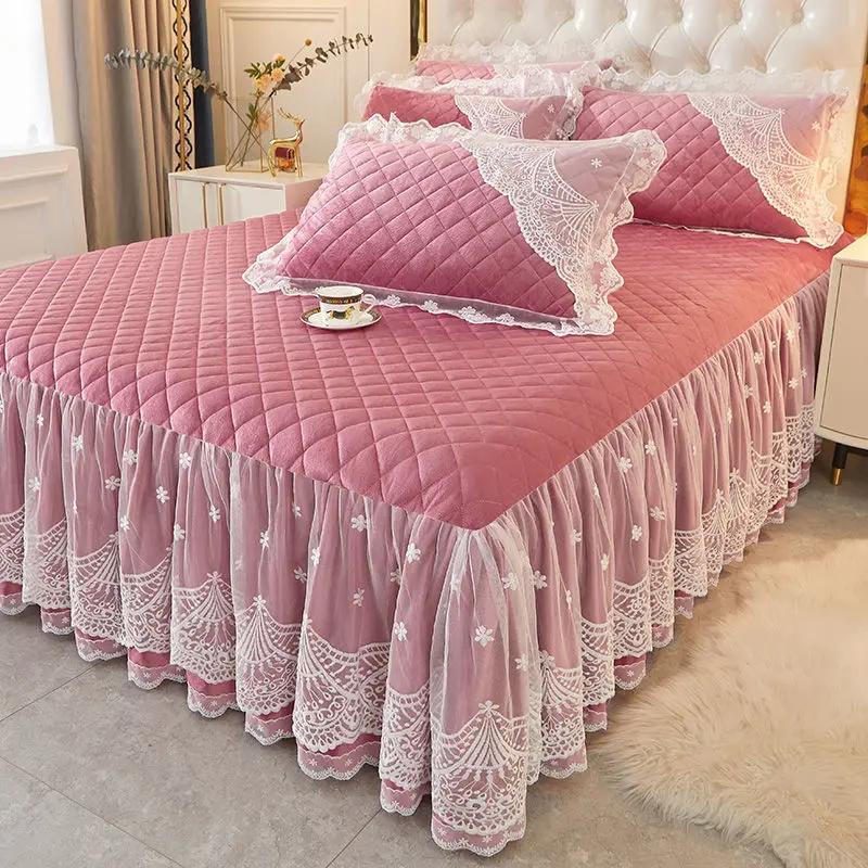 Антистатическая бархатная мягкая юбка-кровать, цельное зимнее утолщенное покрывало, современные минималистичные бытовые покрывала