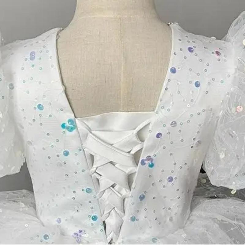2025 Baby Girl Princess Dress Sequin Party Dresses for Children Puff Sleeves Clothing Classy Flower Girls Costume for Wedding