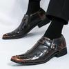 Trendy New Men's Pointed Punk Rivet Patent Leather Monk Strap Shoes Designer Formal Wedding Dress Homecoming Footwear Zapatos