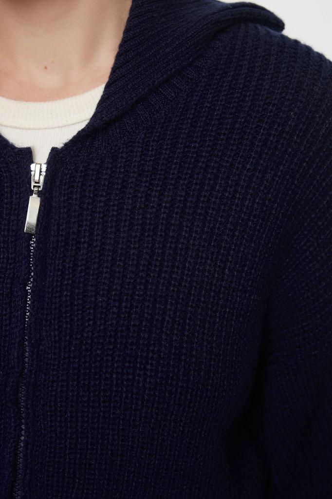 Женский модный стильный кардиган из норки, более устойчивый мягкий текстурированный трикотаж на молнии с отложным воротником, кардиган