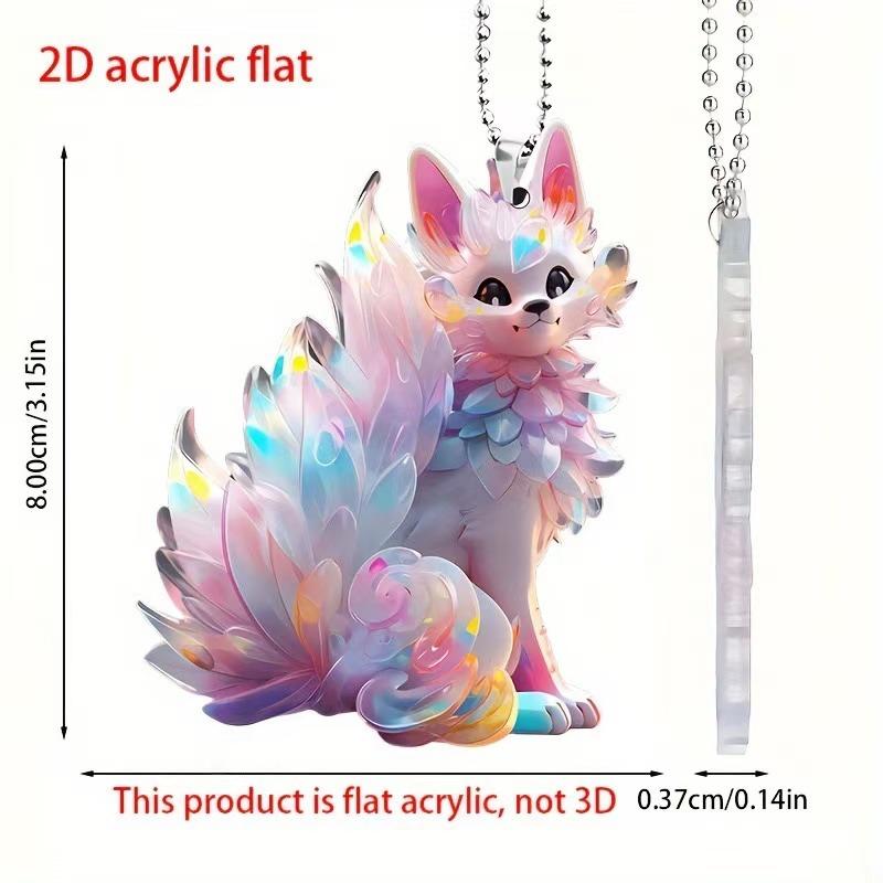 Акриловый 2D цветной принтованный брелок в форме лисы - уникальный брелок и подвесной кулон на зеркало автомобиля - праздничное украшение для вечеринки, украшения для рождественской елки
