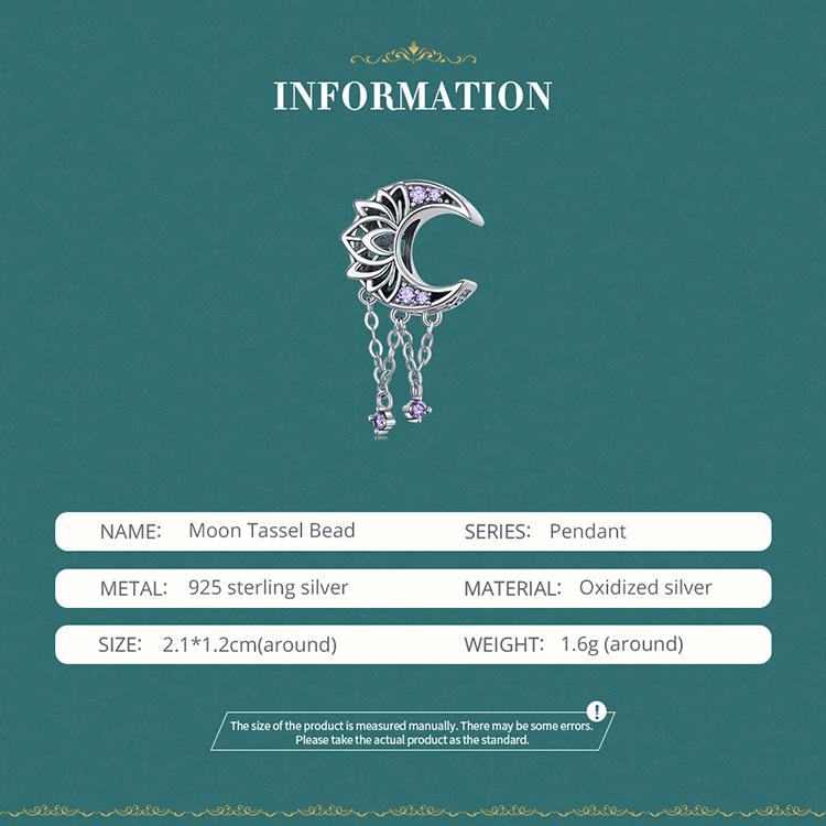 Bamoer 925 Sterling Silver Vintage Texture Purple Zirconium Pendant Fit Women DIY Bracelet & Bangle Pearl Glossy Pearl Charms