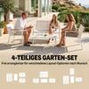 Garden Furniture Set Seating Group for 4 People Breathable Garden Lounge with 2-Seater Sofa, 2 Armchairs, Metal Table, Foot Pads