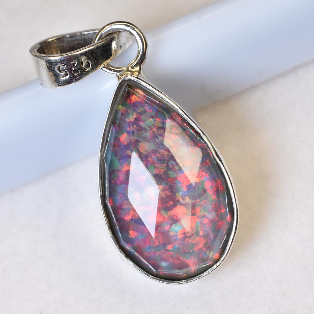 15 Ct Natural Monarch Opal 925 Sterling Silver Pear Cut Gems Pendant