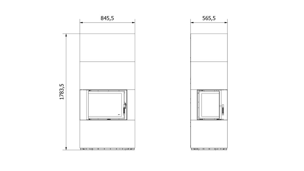 Modular Fireplace KRATKI FLOKI Left-sided 8 kW Ø 160 Granite Panels ZIMBKRATKI ABWE NERO