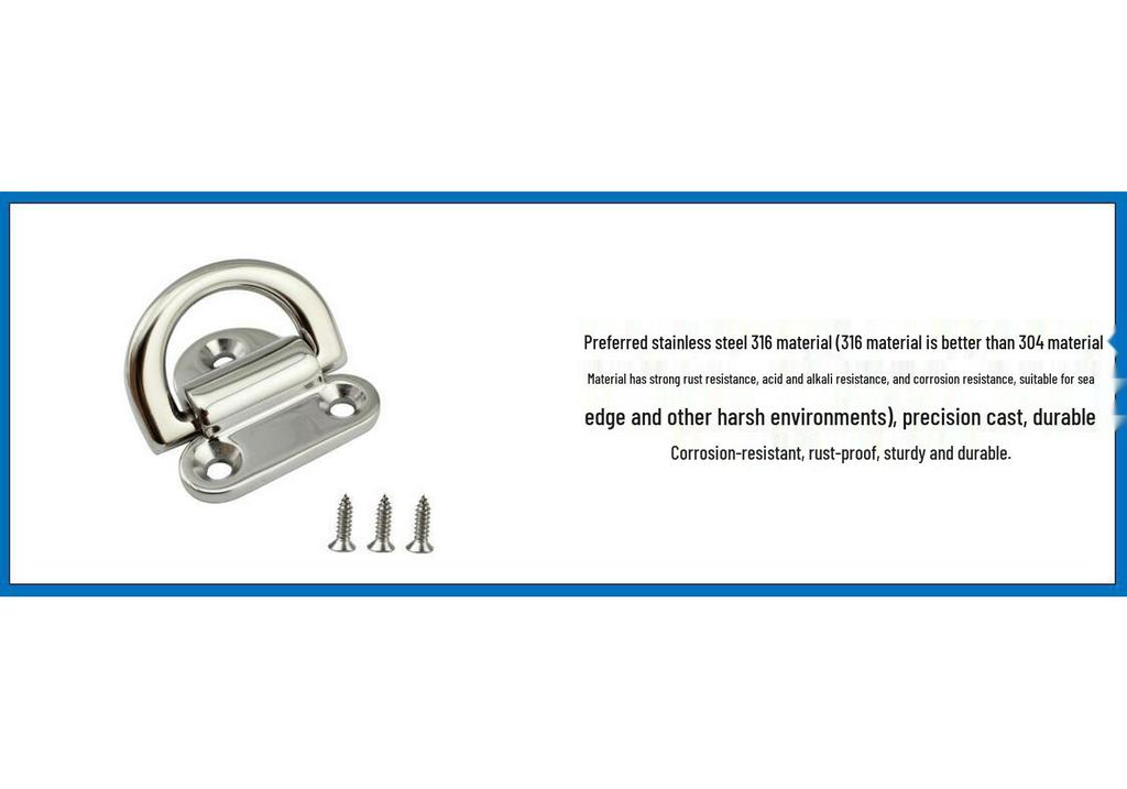 Stainless Steel 316 D-Shaped Mirror Polished Yacht Mooring Ring Deck Fitting