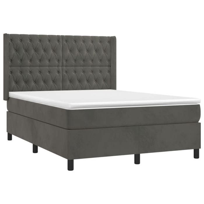 Maison Exclusive - Sommier à lattes de lit et matelas Gris foncé 140x200cm Velours