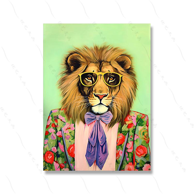 Fashion Animal Tyrannosaurus Fashion Funny Poster Print Club Wall Art Canvas Zebra Illustrated Living Home Painting Home Decor