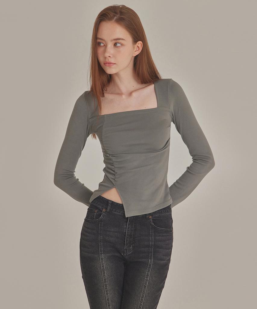 TOPGIRL Топ с сборками, асимметричный, с квадратным вырезом_T426Tp112