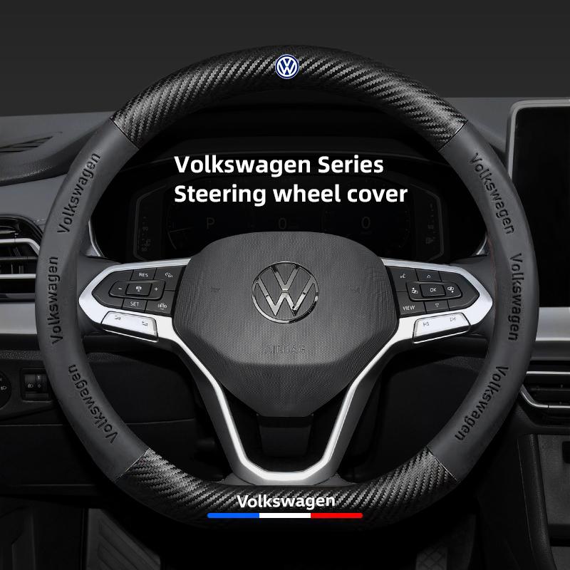38cm Car Carbon Fiber Steering Wheel Cover For VW Golf Passat b6 Phaeton Tiguan Polo Car Interior Non-slip Steering Wheel Covers BO0
