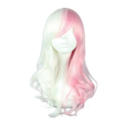 Аниме 70 Danganronpa Monomi Женщины Розовый Белый Полудлинные Вьющиеся Термостойкие Волосы Dangan Ronpa Аниме Костюм Косплей Парик