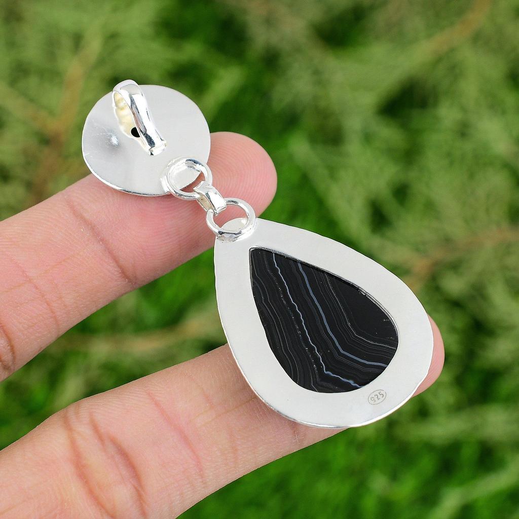 Daughters Day Deal Pear Sardonyx Stone 925 Silver Bezel Mother Mermaid Pendant