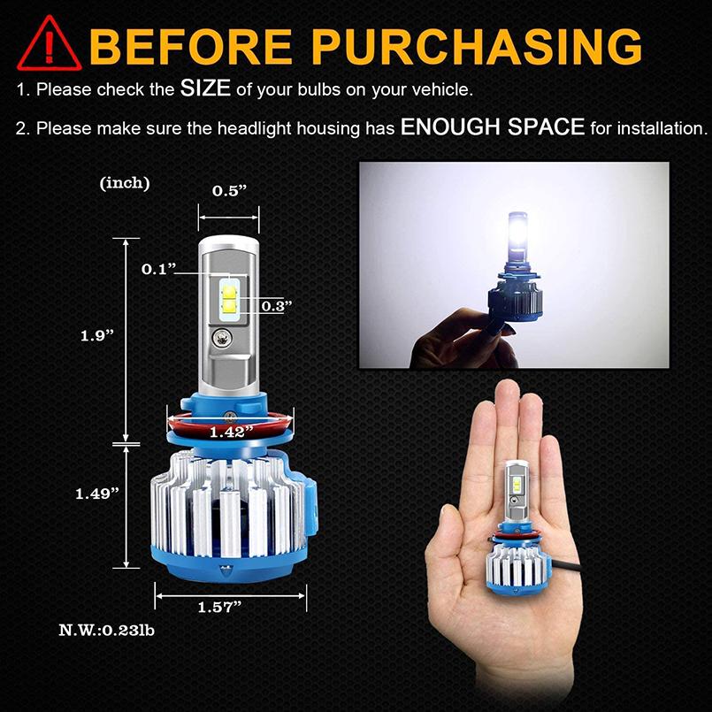 2 шт. T1 Led H1 H3 H4 H7 H11 H13 9004 9005 9006 9007 881 автомобильные фары противотуманные фары 70 Вт 14000LM автомобильные лампы белые 6000K