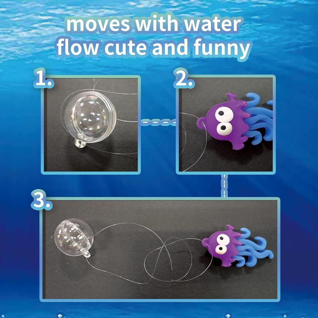 Aquarium Ornament, 2 Pcs Fish Tank Decorations Floating Decor Octopus with Floating Device,Cute Fish Tank Accessories for All Kinds of Simulated