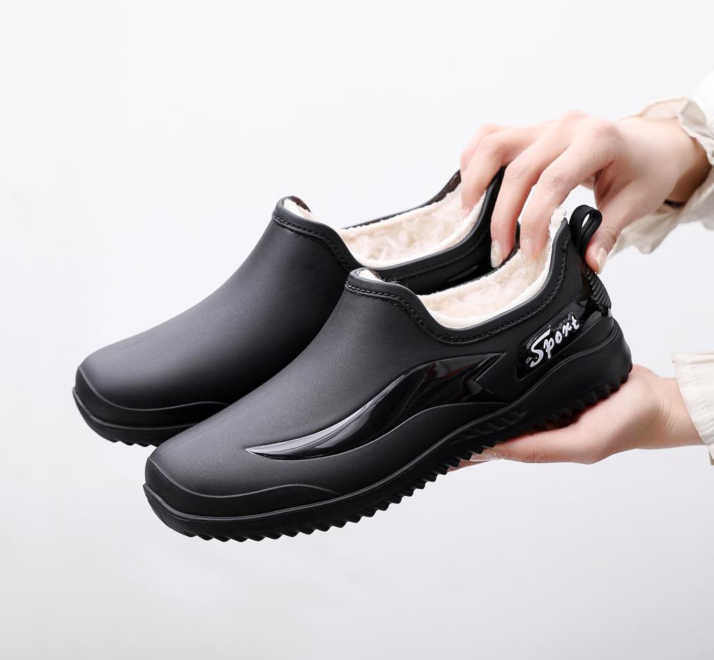 Low-top Rain Shoes, Water Shoes for Men and Adults, Warm and Waterproof Shoes, Shallow-mouth Overshoes, Non-slip Short Work Rubber Shoes