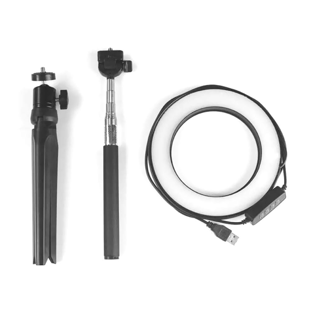 Светодиодная лампа DC5V 5 Вт с 64 светодиодами, круглая лампа для селфи, с телескопическим штативом, диаметр 200 мм, ширина, питание от USB, работает 10