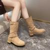 2024 New Hot Selling Winter Fashion Women's Boots Round Toe High Suede Women's Boots for Casual Outerwear Zapatos De Mujer