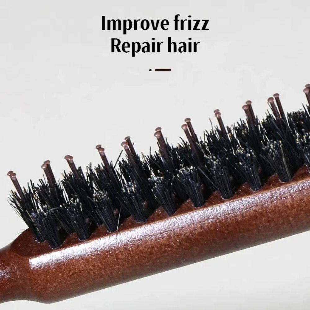 Wooden Handle Pointed Tail Comb Durable Boar Bristle Comb Fashion Fluffy Hair Beating Comb