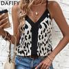 Женская мода на лето и весну, повседневные футболки и топы без рукавов с V-образным вырезом и леопардовым принтом