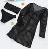 Stylish Mesh Cover-up Bandeau Bikini Set - Hot Selling Three-Piece Swimsuit