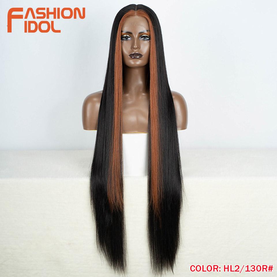 FASHION IDOL Синтетические Прямые Кружевные Парики 38" Супер Длинные Прямые Волосы Кружевная Челка Парик Лолита Розовый Блонд Парики Для Косплея Для Женщин