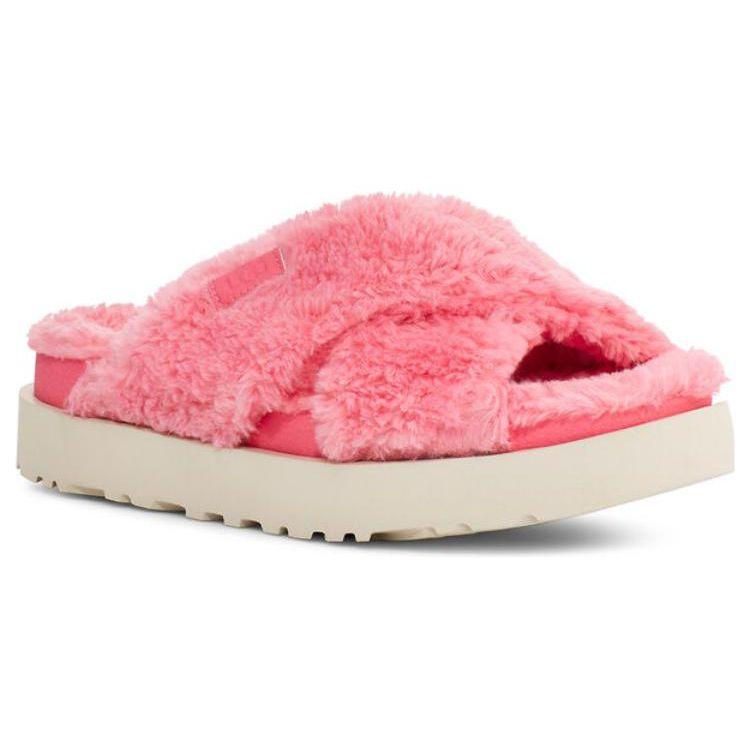 UGG Fuzz Sugar Cross Thick Sole Casual Fashion Sandals Women Sandals Candy-Pink 1135131-PJSM