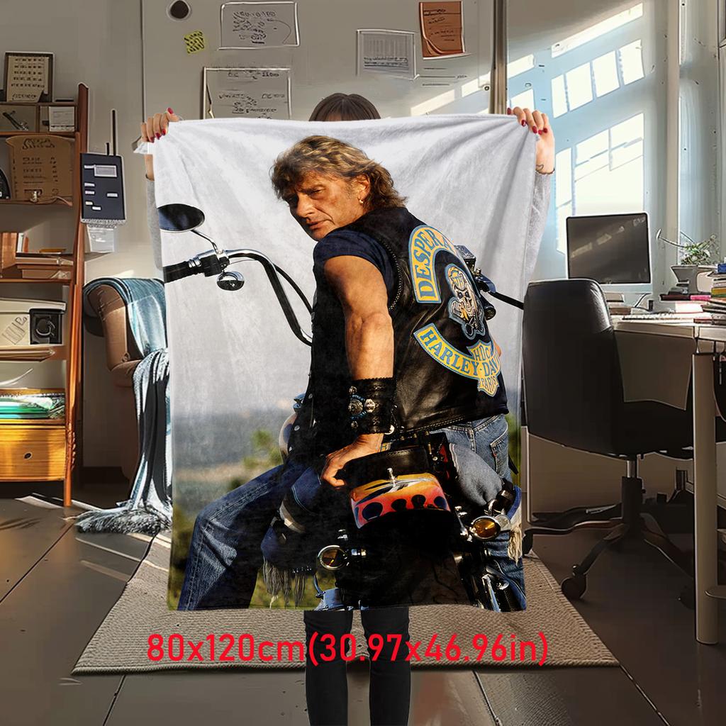 French legendary rock singer and actor Johnny Hallyday blanket soft home furnishing nap decoration four seasons warm Sherpa blanket U22