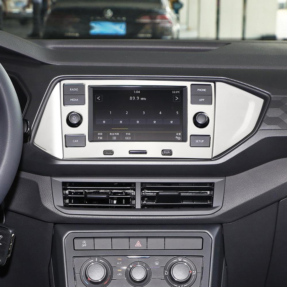 Для VW T-CROSS Volkswagen Tcross 2018-2023 Накладка на рамку панели дисплея консоли Центральные наклейки с блестками Аксессуары из нержавеющей стали