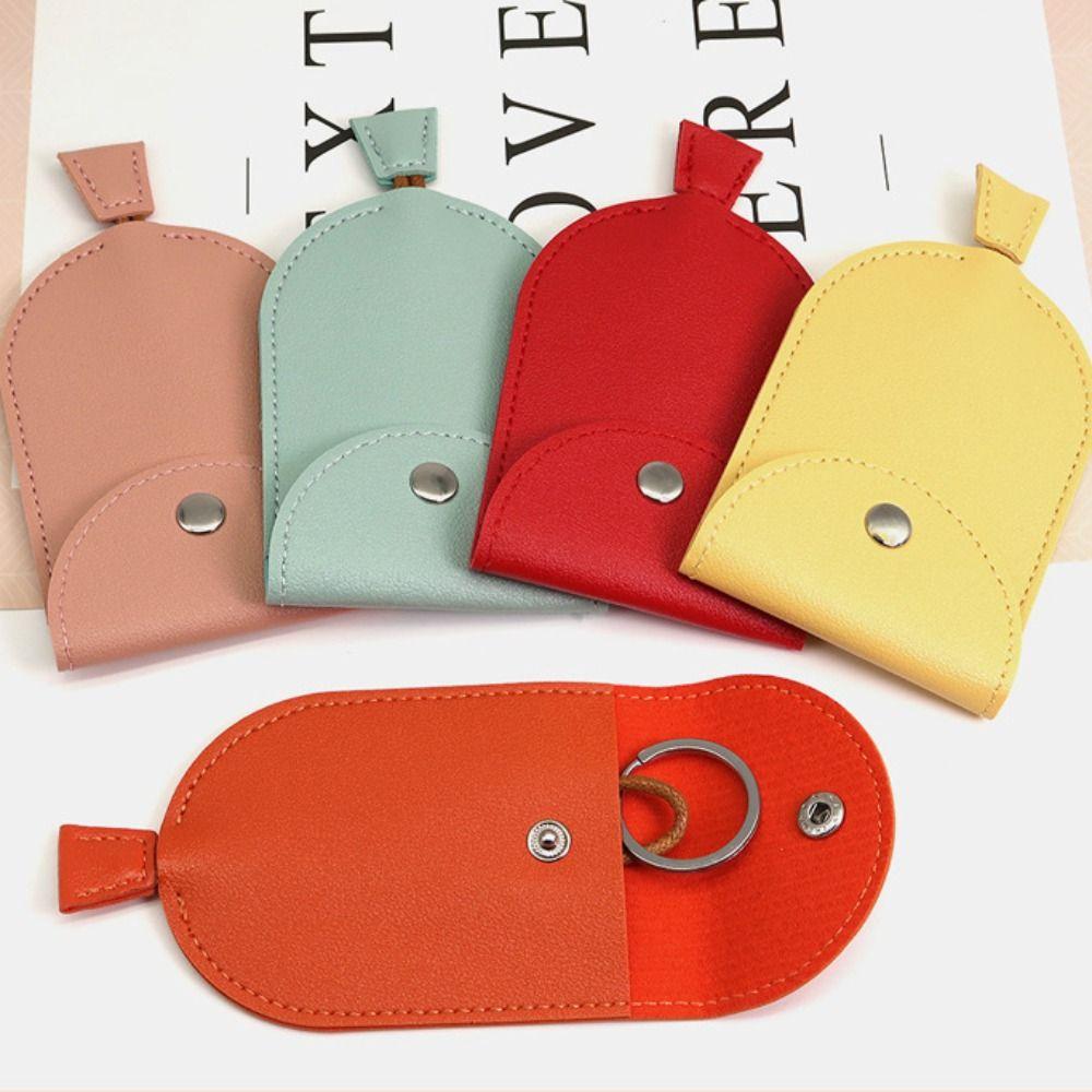 PU Matte Leather Key Sleeve Large-Capacity Keychain Bags Car Key Fob Key Case Cover Women