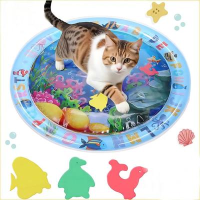 Водный сенсорный игровой коврик, утолщенный надувной водный коврик для кошек и собак, игровой коврик для домашних животных с рыбой, морской тематикой, сенсорная игрушка для воды