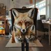 Black Fox pattern Flannel Blanket, High quality Comfortable for All Seasons, Home Decor, Warmth and Comfort, Perfect for Gifts.