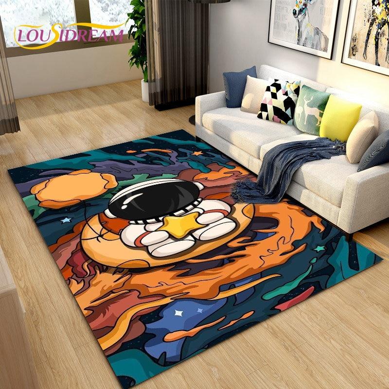 Коврик с рисунком астронавта в космосе, ковер для гостиной, украшение детской комнаты, мягкий нескользящий напольный коврик для детей