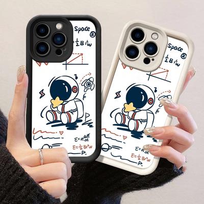 JT204 Милый мультяшный Астронавт для iPhone 17 16 15 14 Pro Max Samsung S26 S25 Ultra A17 A16 A07 A56 Xiaomi 15T Redmi 15c 14C Note 13 Мягкий чехол из ТПУ