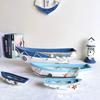 Wooden Boat Ornaments Craft  Home Decoration Marine Sailboat Shelf Model  Living Room Office Gifts Desktop Mediterranean Styles