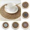 Placemat Round Thickened Heat-Resistant Table Protection Soft Straw Braided Bohemian Washable Dishes Hot Pot Pans Coffee Cup Cooking Baking