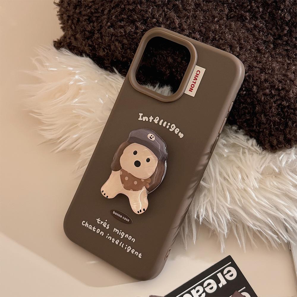 Чехол-подставка для телефона с мультяшным щенком, совместим и подходит для iPhone 16, 15, 14, 13/12, promax