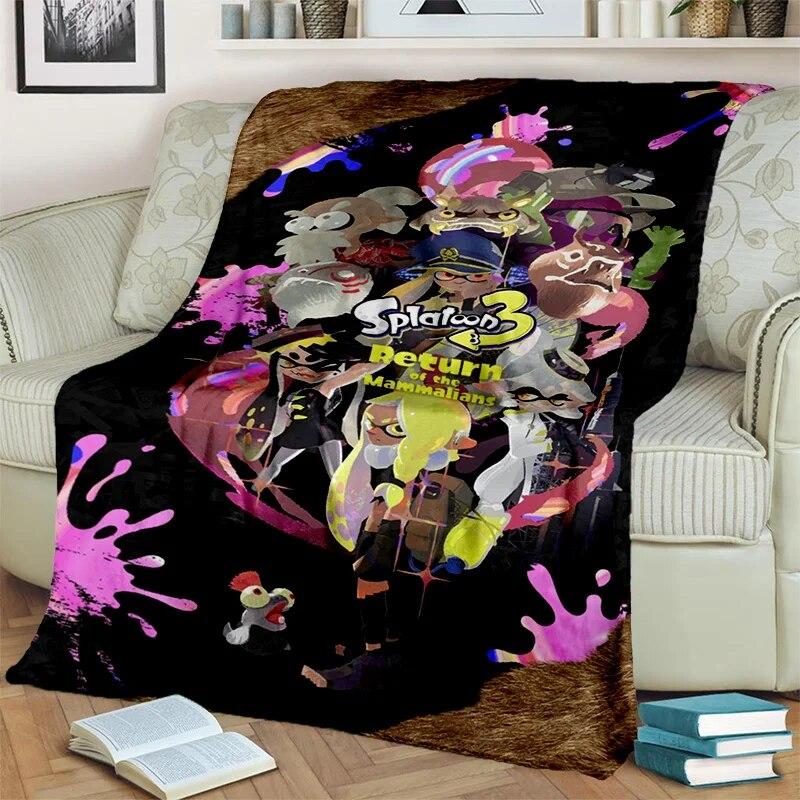 3D Games Splatoon,PC Gamer Cartoon Blanket,Soft Throw Blanket for Home Bedroom Bed Sofa Picnic Travel Office Cover Blanket Kids