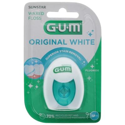 Зубная нить - GUM - Original White - Отбеливающая - Микронизированный диоксид кремния - 30 метров